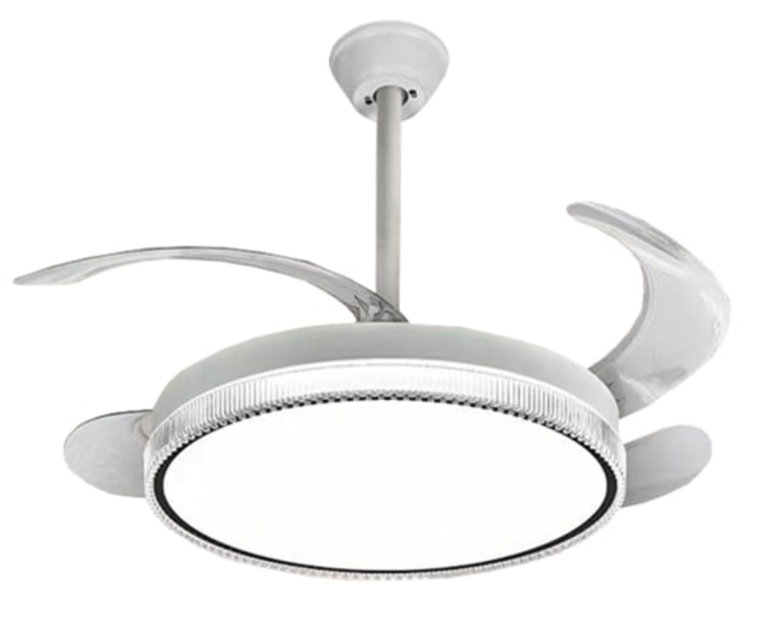 Retractable LED Ceiling Fan With Remote Control - White
