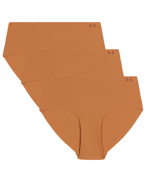 Under Armour Women's UA Pure Stretch 3-Pack No Show Hipster - Brown