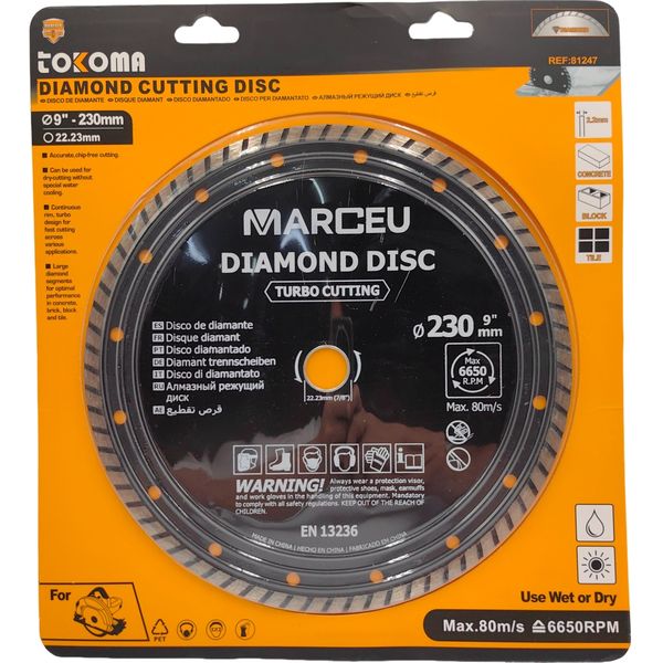 Tokoma MARCEU Turbo Diamond Cutting Disc 230mm
