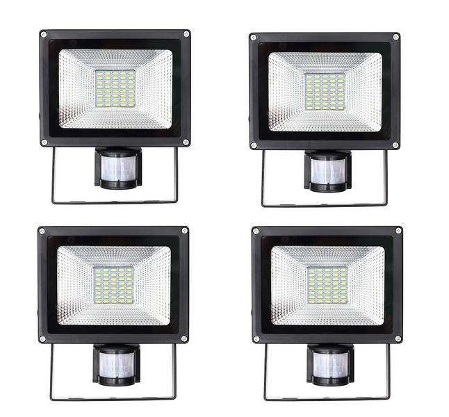 JB Luxx High-Quality 20W LED Flood Light with Motion Sensor - Set of 4