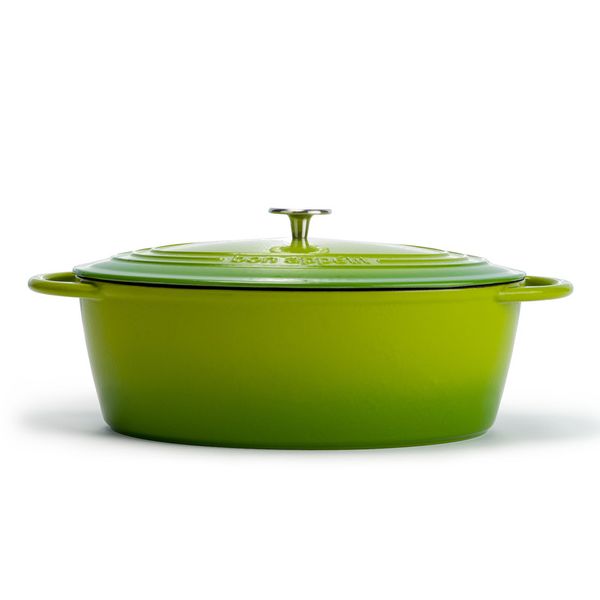 Capri 33cm Enamel Coated Red Cast Iron Oval Casserole (Non-Stick)