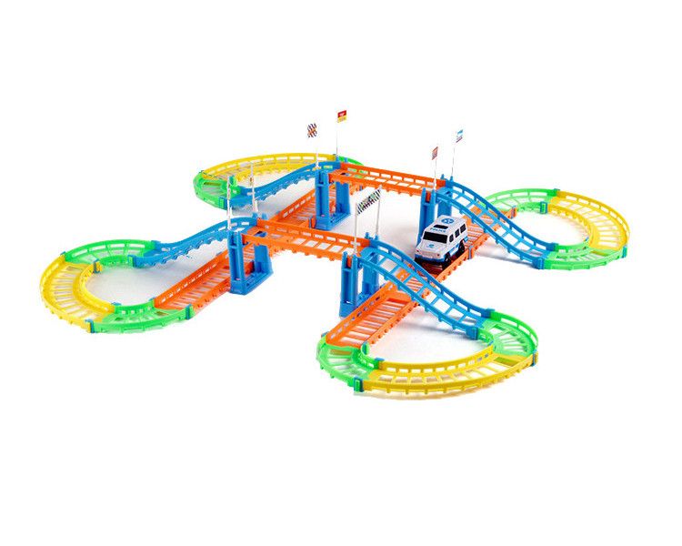 Olive Tree - DIY Electric Car Track Rail Toy 88 Piece Kit