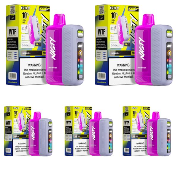 Nasty Bolt Hyperpuff 50000 Puffs Disposable Vape - Cherry Cola (pack of 5)