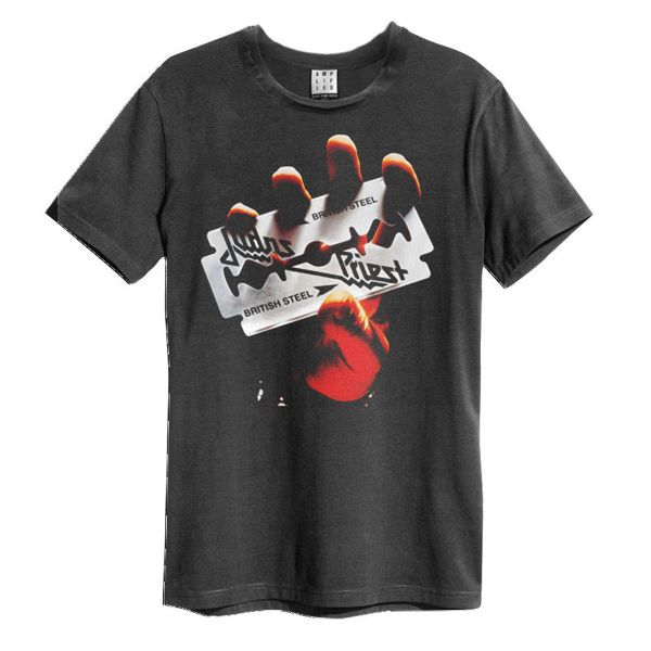 Judas Priest British Steel Amplified Vintage Charcoal Medium T Shirt
