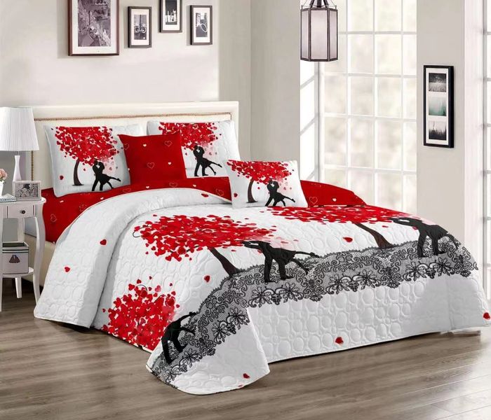 Bedspread Set Queen 5 Piece Microfiber Romantic Tree