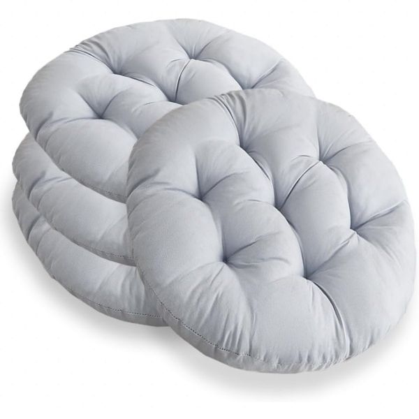 4 Pack Chair Cushions, Round, 40 cm, Filled Seat Cushion