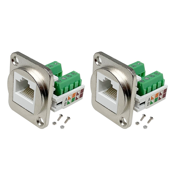 2PCS RJ45 Panel Mount Screw Terminal Adapter
