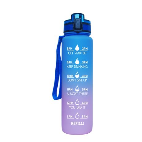 Arc Bottle Water Bottle with Time Marker - Motivational Water Bottles with Times to Drink - BPA Free Frosted Plastic - Gym, Sports, Outdoors (32oz