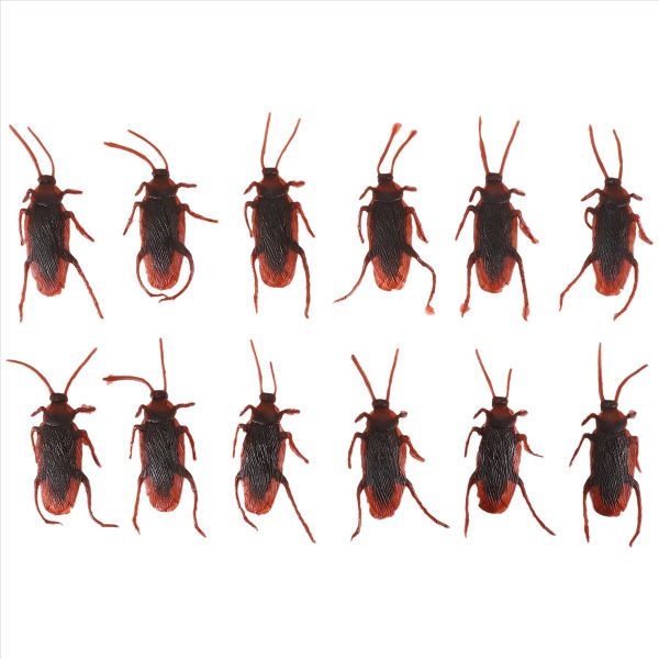 12 Pcs Halloween Simulated Plastic Cockroaches Deceptive Props Toy Trick De