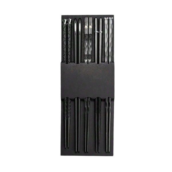 5 Pairs of Anti-Slip Black Chopsticks With High Aesthetic Value