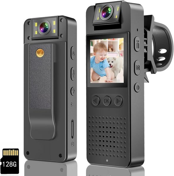 Body Camera with 1.4 in Screen 1080P HD With Night Vision Fill-in lighting