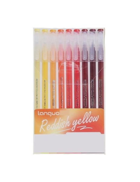 9 Piece - Languo Vitality Warmth Reddish Yellow Gel Ink Pens