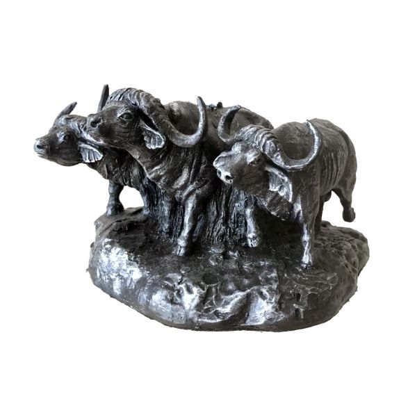 Resin Tabletop Buffalo Sculptures - Black