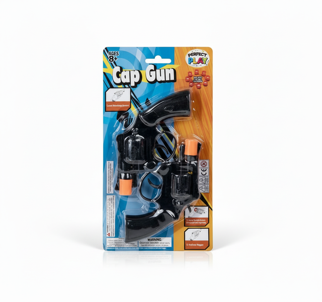 Perfect Play Toy Cap Guns 2 Piece Set with 8 Shot Capacity, 13 cm