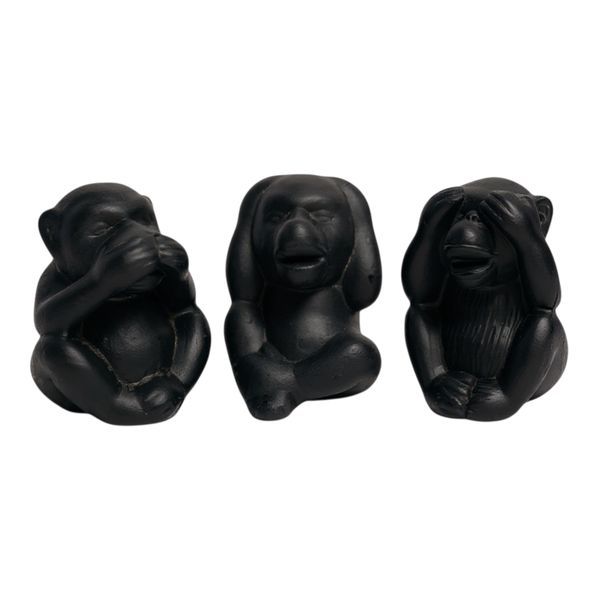 Decor Ornament Monkey Hear Speak &amp; See No Evil - 3 Piece Set - 12x9x7cm