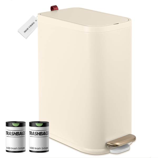 Topika-Silent Kitchen Trash Can with Lid Pedal Bin for Home Bathroom Office