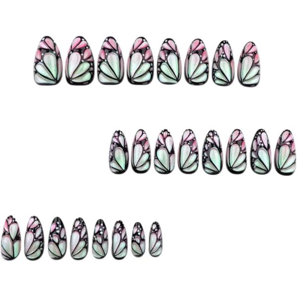 Black 3D Butterfly Wings Colorful Nail Art Stickers False Nails