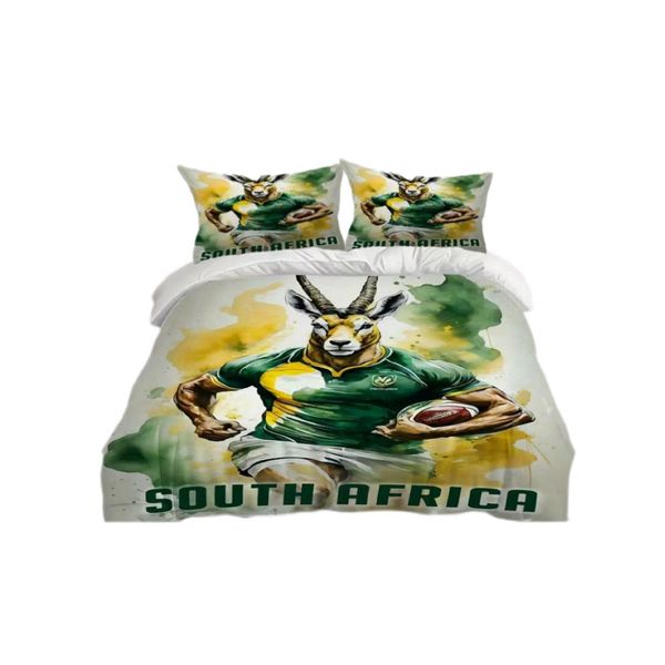 South Africa Rugby 3D Printed Duvet Cover Set - Double Bed