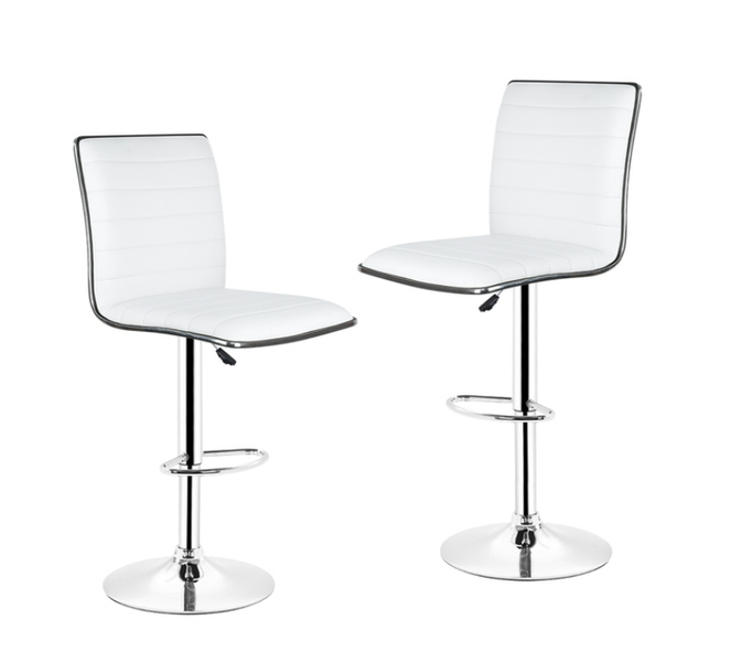 Adjustable Swivel Bar Stools-Faux Leather with High Backrest - Set of 2