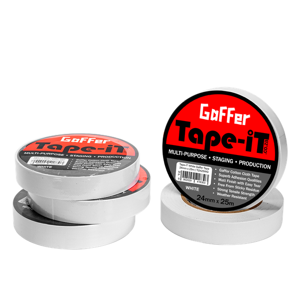 Tape-iT 5 Pack of 1inch White Gaffer Tape Rolls 24mm x 25m | Ti2425WG5