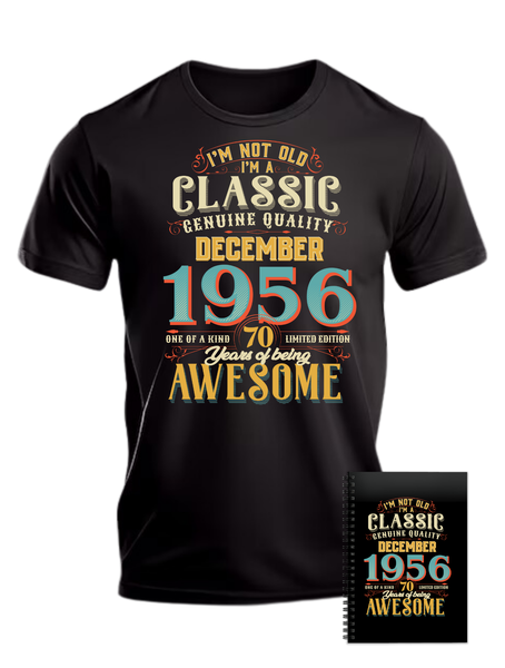 70 Years Old Born in December 1956 Birthday Gift T-shirt