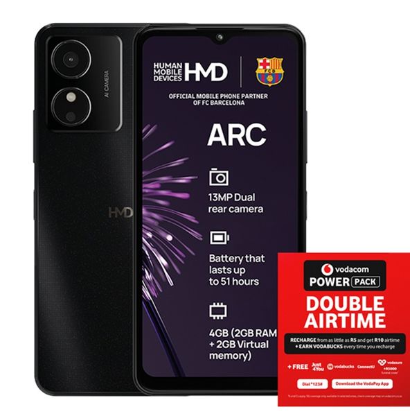 HMD Arc 64GB LTE Dual Sim - Shadow Black + Vodacom SIM Card Pack