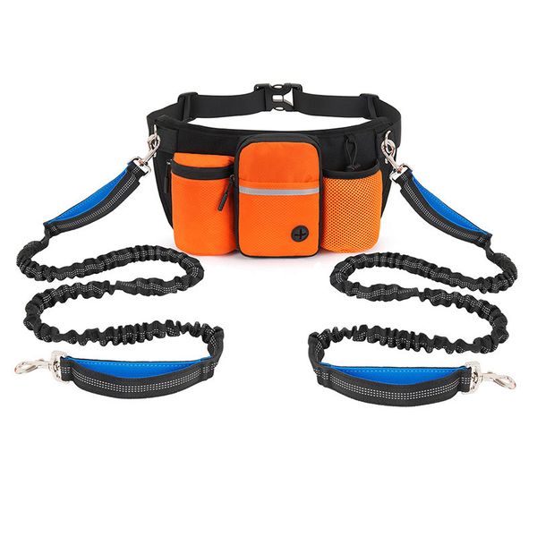 Dual Elastic Waist Belt Dog Leash, Includes Waist Belt &amp; 2 Leads