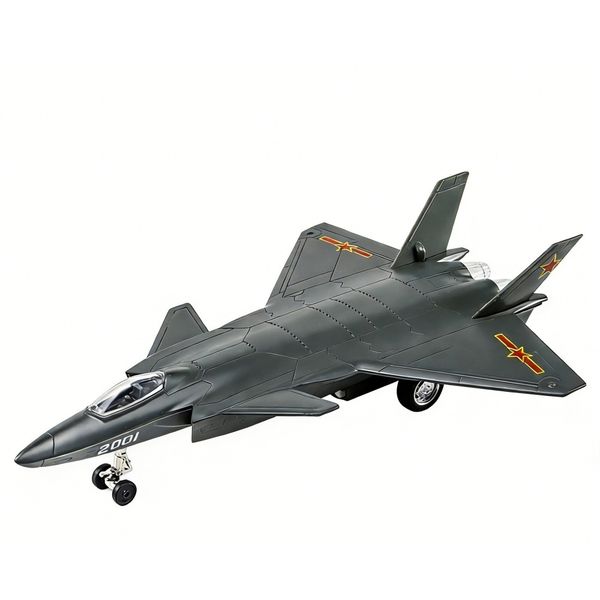 QYNIAL 1:60 J-20 Fighter Jet Model: Alloy Toy with Lights and Sounds