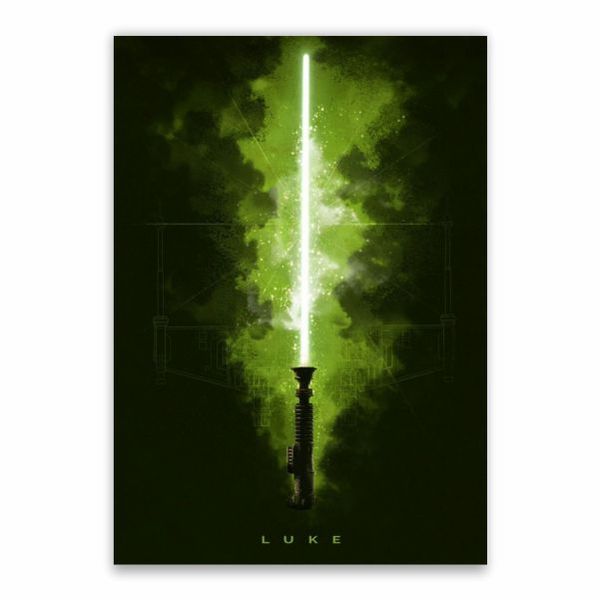 Luke Green Light Saber Poster - A1