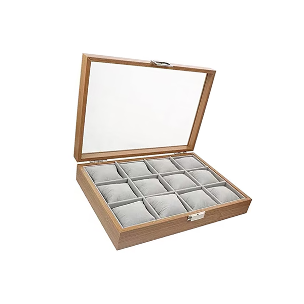 Portable 12 Slots Wooden Watch Storage Organizer