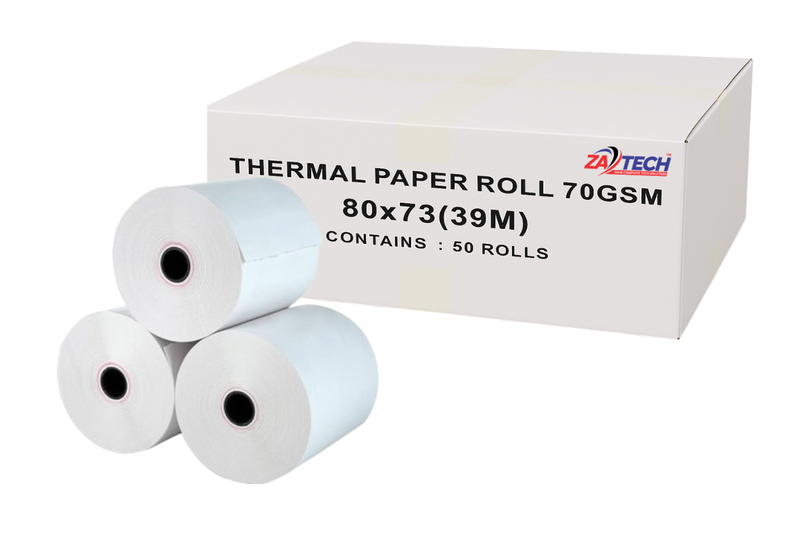 Zatech Thermal Paper Roll 80x73mm - 70GSM (Box of 50 Rolls)
