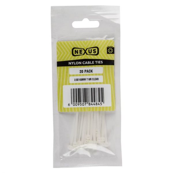Bulk Pack 2 x Nexus Cable Ties 3.6x150mm T30r 100pk Clear