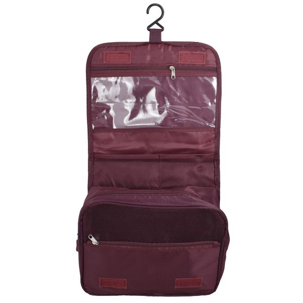 Marco Hook and Loop Hanging Toiletry Bag - Maroon - Women