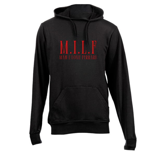 Black Brushed Cotton Hoodie - Man I Love Ferrari