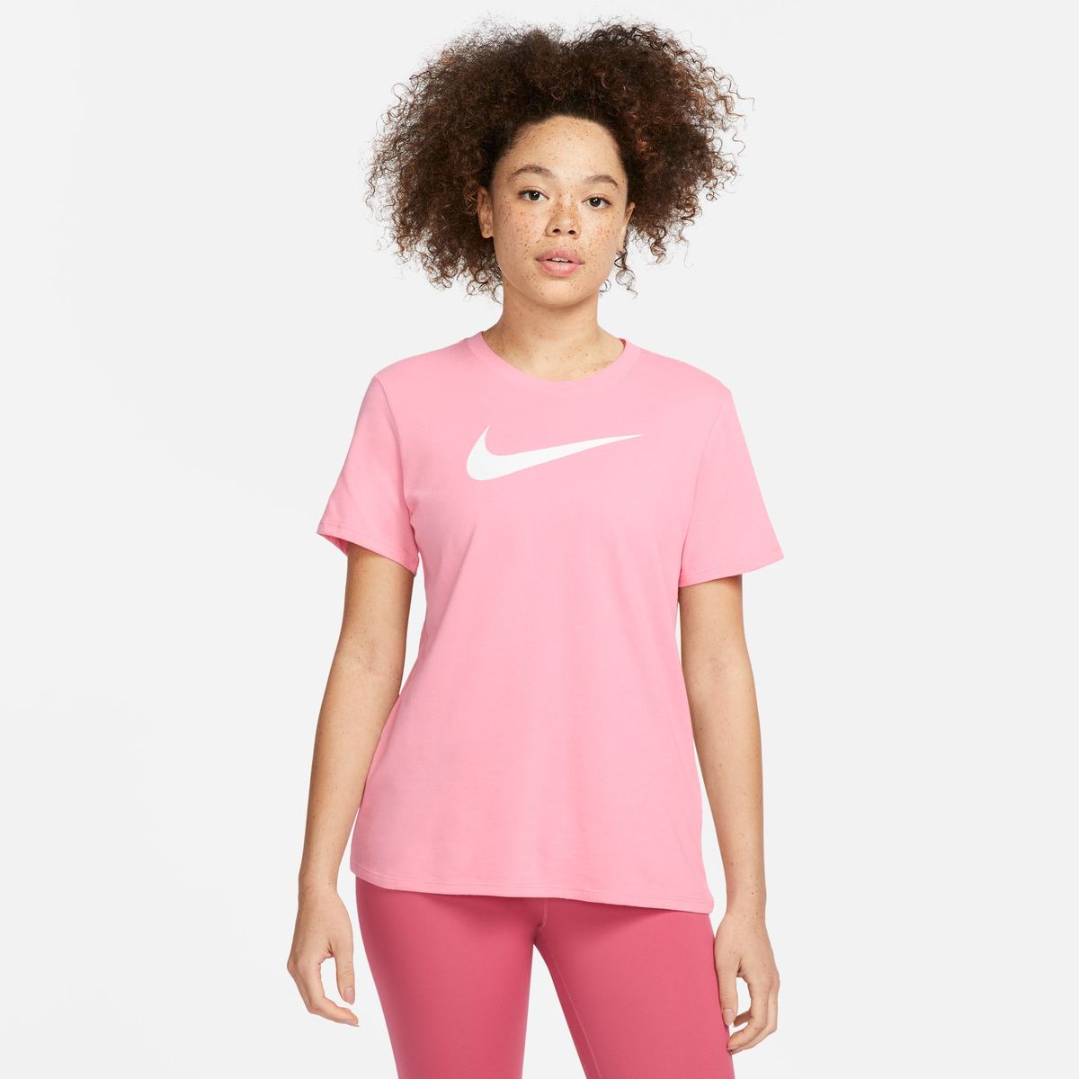 Nike Women's Dri-FIT Swoosh Short Sleeve T-Shirt - Coral Chalk/White ...