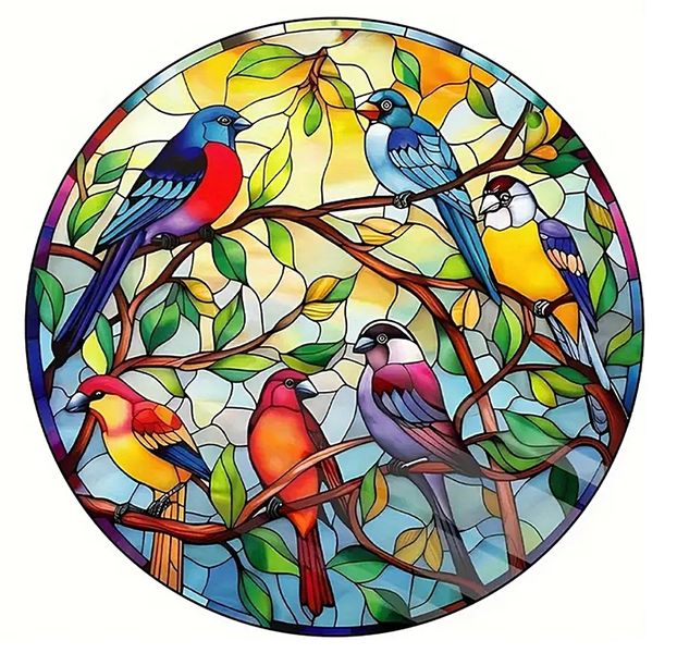 Colourful Birds Acrylic PVC Resin Suncatcher Porch Garden Hanging Decor
