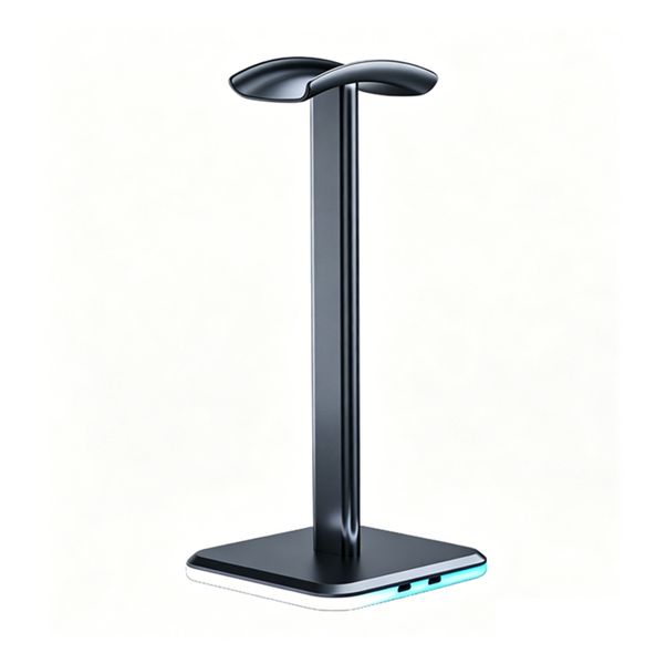Headphone Stand for Desk, RGB Headset Stand,Rechargeable/Luminous,RGB-Black