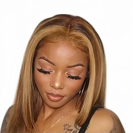 4/27 highlight 12in Ombre Bob Wig Human Hair 13x4 Frontal Lace Bresilienne Image