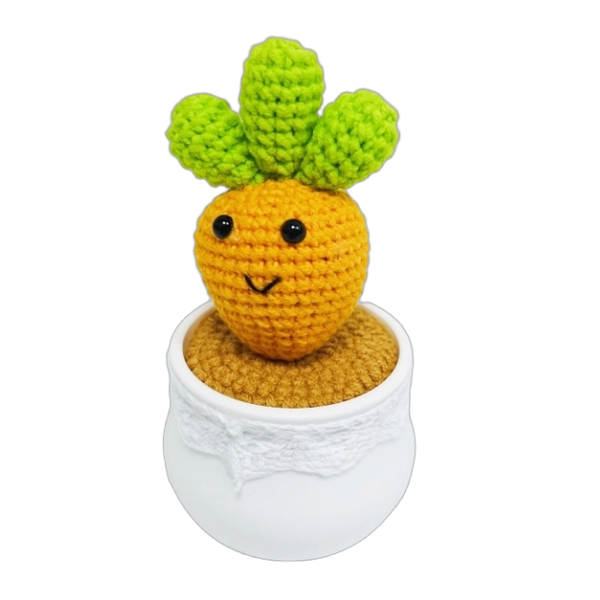 Crochet Flowers Carrot Cute Little Potted,Cheerful Gift and Decoration