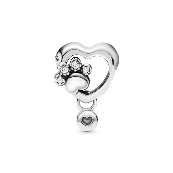 Pandora Sparkling Paw Print &amp; Heart Charm