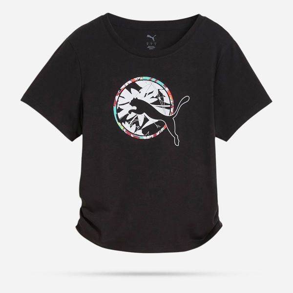 Puma Women's Tropical AOP Tech Short Sleeve Training T-Shirt - Black