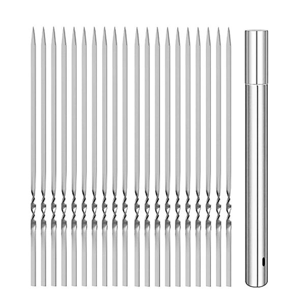 20PIECES Stainless Steel Reusable Flat Barbecue Needle Stick Barbecue Tool