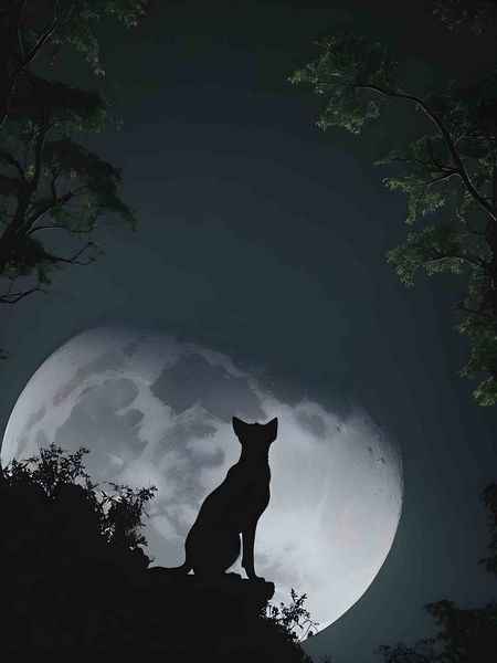0337 Cat Moon Canvas Wall Art1 3
