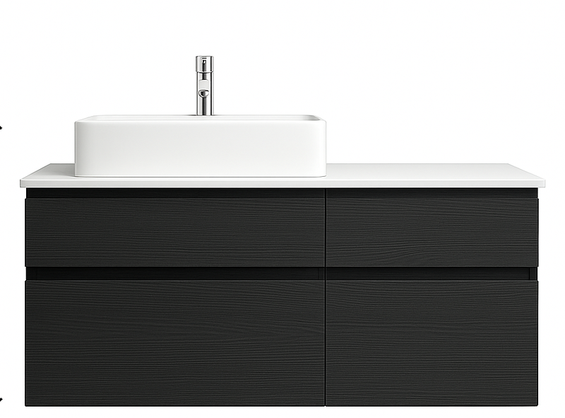 Alpine Black Wood Wall Mount Bathroom Cabinet