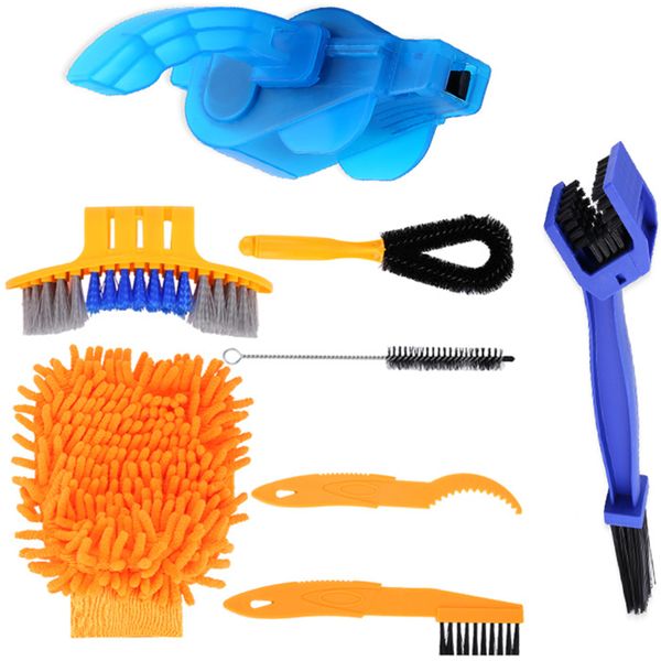 Bicycle Cleaning Tool Set Including Chain Scrubber - 8 Piece