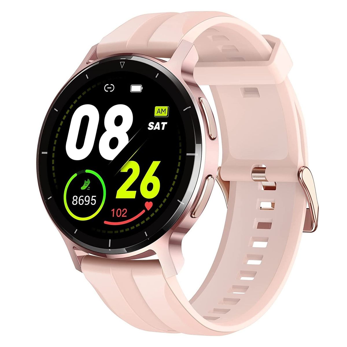 Letsfit IW4 Smart Watch Gold Pink Case with Pink Band Shop Today