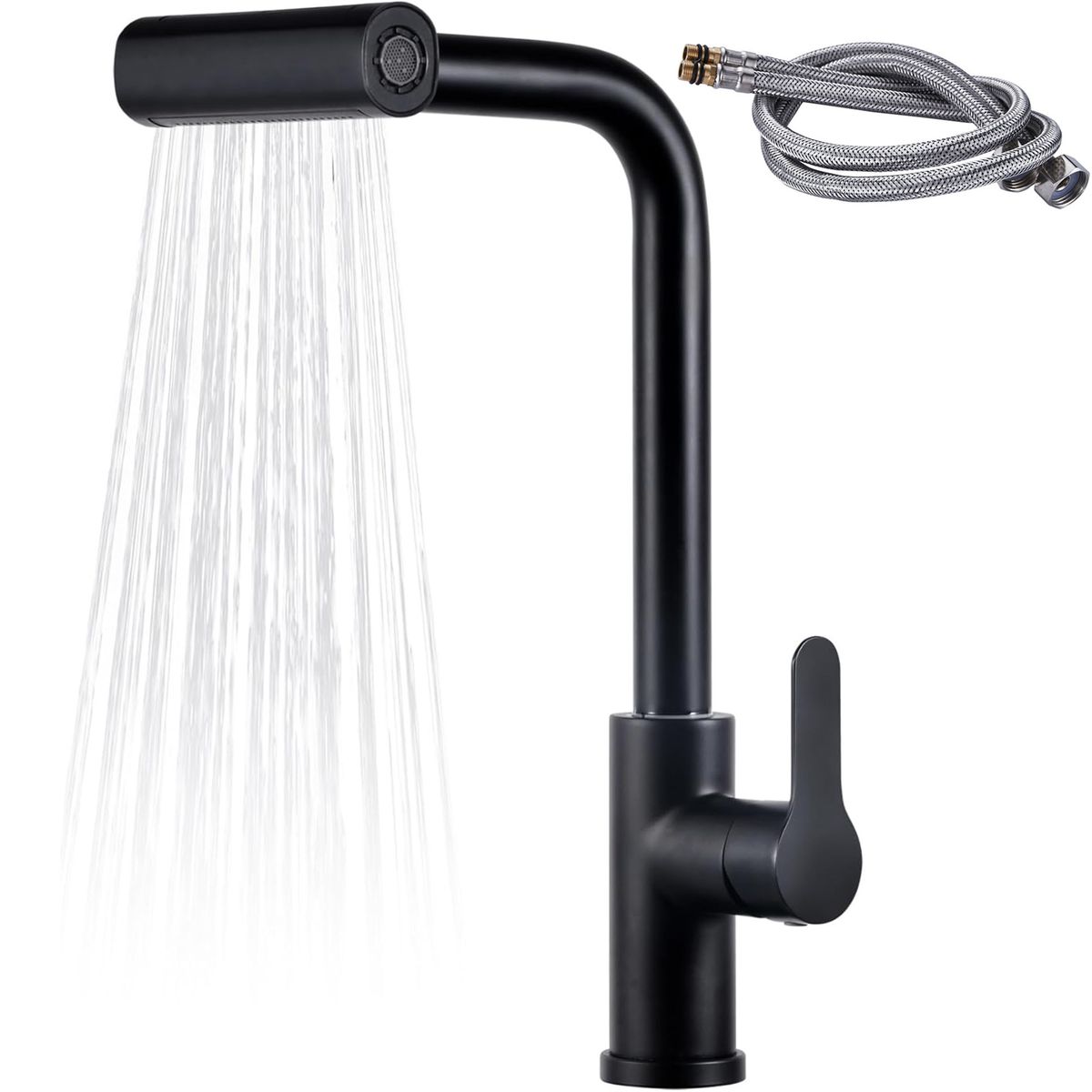 Sink Faucet with Pull-Out Sprayer 4 Modes 360 Swivel Mixer Kitchen Faucet