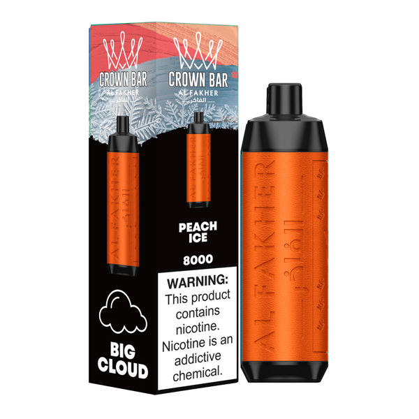 Al Fakher - Crown Bar 8000 puff disposable rechargeable vape - Peach Ice