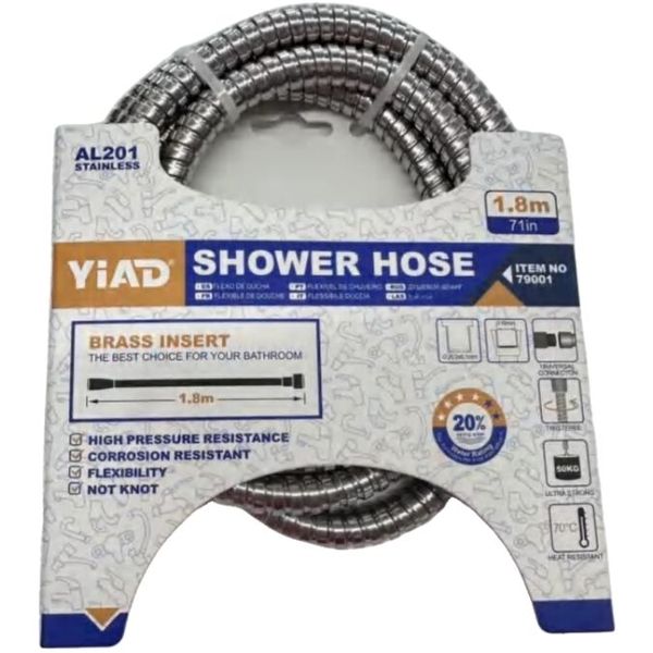 1.8m Stainless Steel Shower Hose with Brass Insert - High Pressure