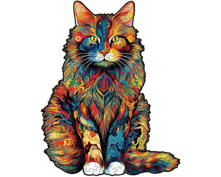 MorFansi Colorful Wooden Puzzle Creative Gift Kids Teenagers Cat Shape
